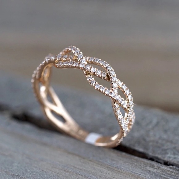 Rose Gold Twist Diamond Ring - Picture 2 of 4